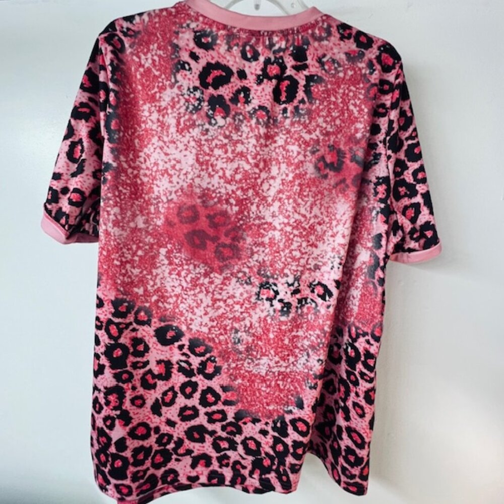 Emery Rose Womens "Blessed" Top, Short Sleeves, Pink Animal Print, Size 3XL - Picture 5 of 7